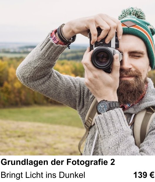 Aufbaukurs Fotografie Teil 2 trainieren im Fotokurs in Wiesbaden