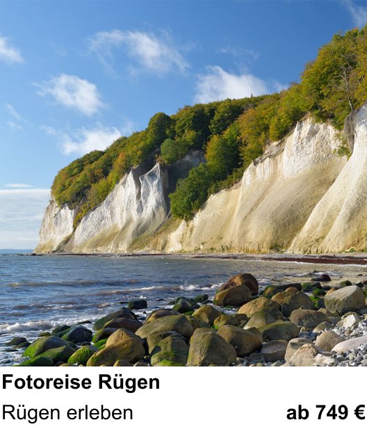 Themenbezogener Fotokurs für Aufnahmen zu Fotoreise Rügen: Rügen erleben